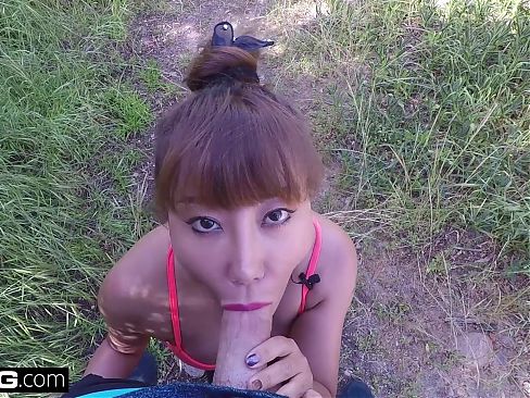 Asian MILF Tiffany Rain is showered in cum after her hike